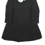 DESIGUAL Womens Black Cotton Blend Button Jacket S Textured Circle Print