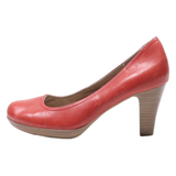 TAMARIS Court Heels Red Leather Womens UK 4