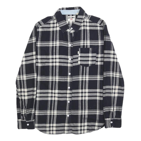 LEVI'S Womens Black & Grey Check Shirt XS Cotton Button Front Casual