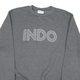 CHAMPION Mens Grey Crew Neck S Cotton Blend Sweatshirt INDO Logo Pullover