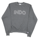 CHAMPION Mens Grey Crew Neck S Cotton Blend Sweatshirt INDO Logo Pullover