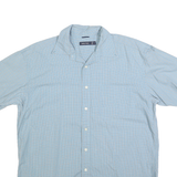 NAUTICA Mens Blue & White Check Shirt XL Cotton Short Sleeve Button Collar