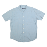 NAUTICA Mens Blue & White Check Shirt XL Cotton Short Sleeve Button Collar