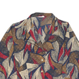Womens Beige Brown Blue Red Abstract Print Polyester Blend Shirt M Button Up