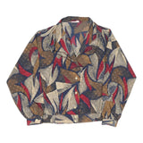 Womens Beige Brown Blue Red Abstract Print Polyester Blend Shirt M Button Up