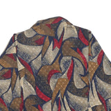 Womens Beige Brown Blue Red Abstract Print Polyester Blend Shirt M Button Up