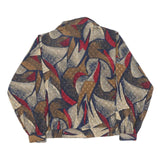 Womens Beige Brown Blue Red Abstract Print Polyester Blend Shirt M Button Up