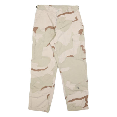 UNICOR Mens Cotton Blend Beige & Brown Camouflage Regular Fit Cargo Trousers W29