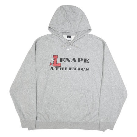 NIKE Mens Grey Lenape Athletics Pullover Hoodie 2XL Cotton Blend