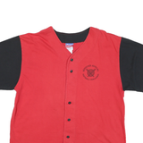 CHAMPION Mens Red & Black Graphic T-Shirt XL V-Neck Short Sleeve Button Baseball