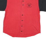 CHAMPION Mens Red & Black Graphic T-Shirt XL V-Neck Short Sleeve Button Baseball