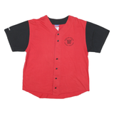 CHAMPION Mens Red & Black Graphic T-Shirt XL V-Neck Short Sleeve Button Baseball