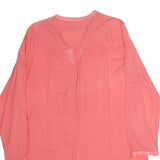 ZARA Womens Coral Pink Basic Long Sleeve V-Neck Plain Top L Lightweight