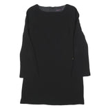 TRUSSARDI Womens Black Shift Dress Polyester Blend Long Sleeve M Elegant