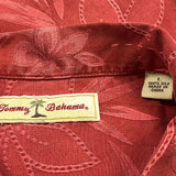 Tommy Bahama Floral Hawaiian Shirt - Large Red Silk