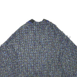 Womens Blue Colourblock Button Jacket L Polyester Blend Tweed Cropped Chic