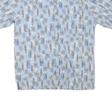 OP Mens Blue Short Sleeve Shirt XL Cotton Blend Beach Print Casual