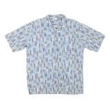 OP Mens Blue Short Sleeve Shirt XL Cotton Blend Beach Print Casual