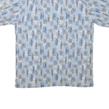 OP Mens Blue Short Sleeve Shirt XL Cotton Blend Beach Print Casual