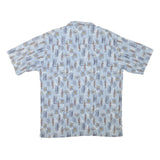 OP Mens Blue Short Sleeve Shirt XL Cotton Blend Beach Print Casual