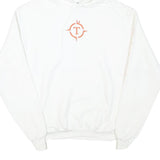 CHAMPION Mens White Pullover Hoodie M Cotton Blend Logo Print