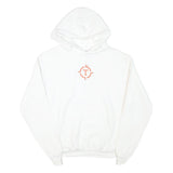 CHAMPION Mens White Pullover Hoodie M Cotton Blend Logo Print