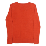 NAUTICA Womens Orange Patterned V-Neck Jumper Cotton Knit M Casual Stylish