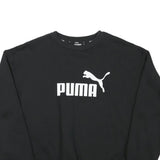 PUMA Mens Black Cotton Blend Crew Neck Sweatshirt L Logo Print Casual