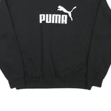 PUMA Mens Black Cotton Blend Crew Neck Sweatshirt L Logo Print Casual