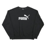 PUMA Mens Black Cotton Blend Crew Neck Sweatshirt L Logo Print Casual
