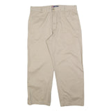 CHAPS Mens Cotton Blend Beige Regular Fit Straight Leg Trousers W38 L30 Casual