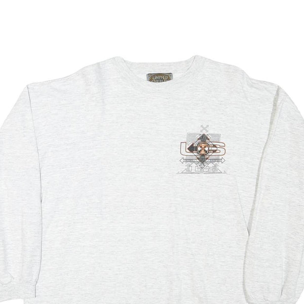 UNITED SURPLUS Mens Grey Cotton Blend Crew Neck M Graphic Print Sweatshirt