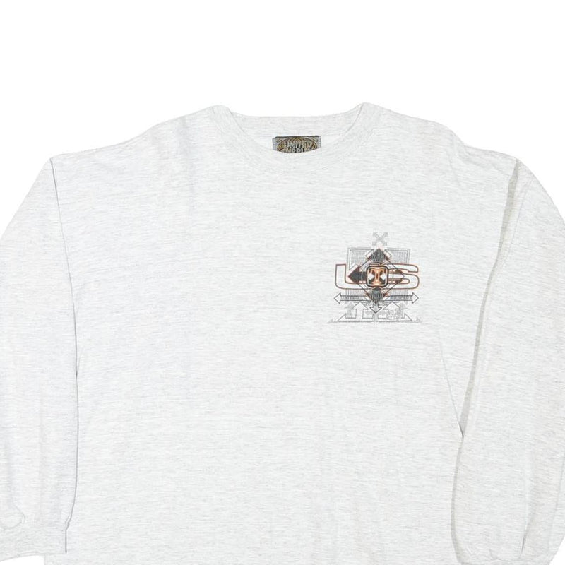 UNITED SURPLUS Mens Grey Cotton Blend Crew Neck M Graphic Print Sweatshirt