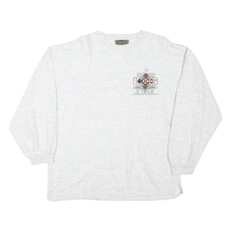 UNITED SURPLUS Mens Grey Cotton Blend Crew Neck M Graphic Print Sweatshirt