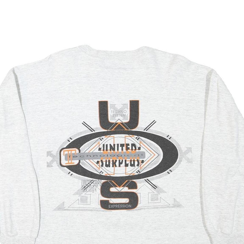 UNITED SURPLUS Mens Grey Cotton Blend Crew Neck M Graphic Print Sweatshirt