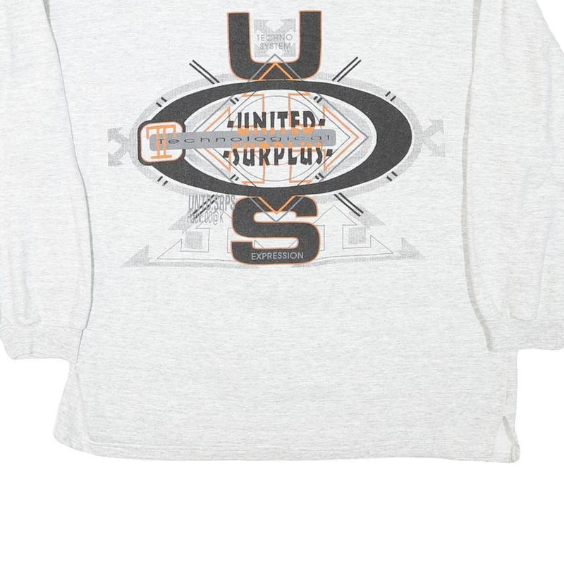 UNITED SURPLUS Mens Grey Cotton Blend Crew Neck M Graphic Print Sweatshirt