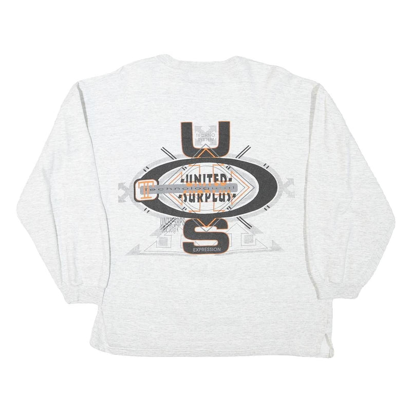 UNITED SURPLUS Mens Grey Cotton Blend Crew Neck M Graphic Print Sweatshirt