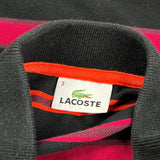 Lacoste Striped Polo Shirt - Small Orange Cotton