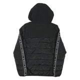 CHAMPION Mens Black Zip Jacket XS Polyester Blend Puffer Logo Tape Hooded