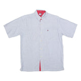 TOMMY HILFIGER Mens Blue & White Check Shirt S Short Sleeve Button Casual
