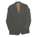 Womens Green Plain Button Jacket UK 8 Polyester Blend Classic Tailored