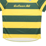 CANTERBURY Mens Green & Yellow Rugby Style 2XL Short Sleeve V-Neck Functional