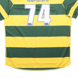 CANTERBURY Mens Green & Yellow Rugby Style 2XL Short Sleeve V-Neck Functional