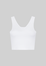 Organic Cotton V-Neck Cropped Tank Top, White