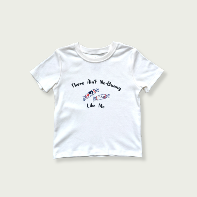 Organic Cotton Toddler Kids T-Shirt - White Bunny Candy