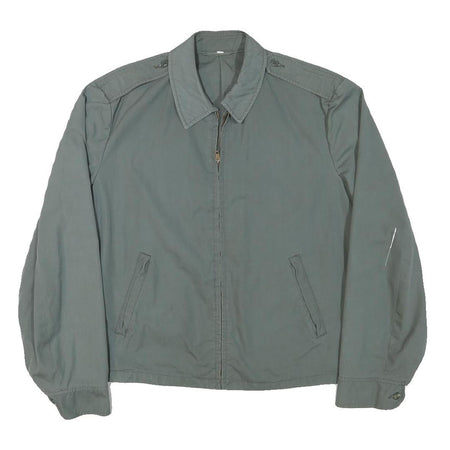 Mens Grey Cotton Blend Jacket L Zip Closure Casual Lightweight Plain Style