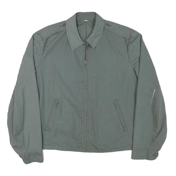 Mens Grey Cotton Blend Jacket L Zip Closure Casual Lightweight Plain Style