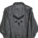 Womens Black Leather Jacket L Button Plain Soft Comfortable Stylish