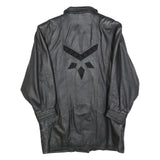 Womens Black Leather Jacket L Button Plain Soft Comfortable Stylish