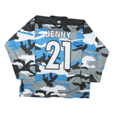 Mens Black Blue Grey Ice Wolves Camouflage Graphic T-Shirt XL Long Sleeve Crew